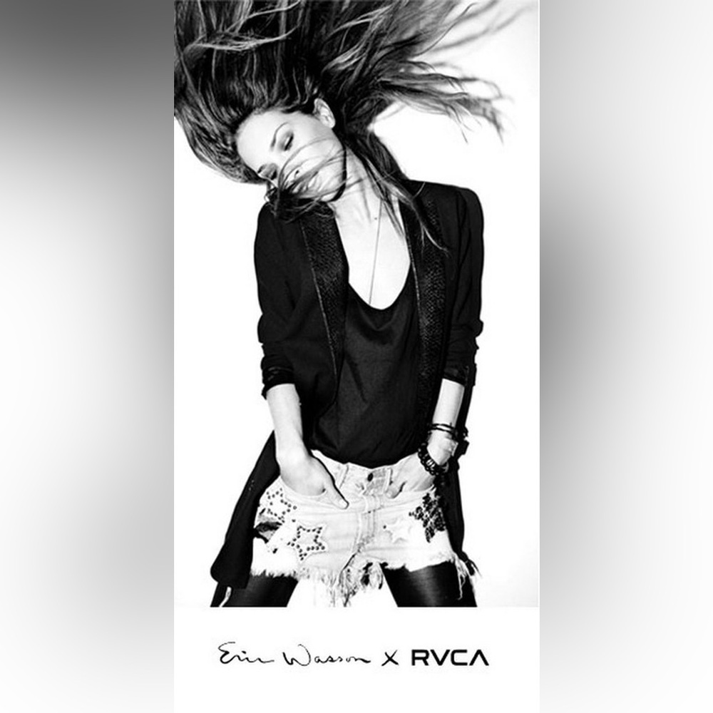 Vintage Limited Edition Erin Wasson X RVCA Black Long Blazer Jacket Suede Lapel